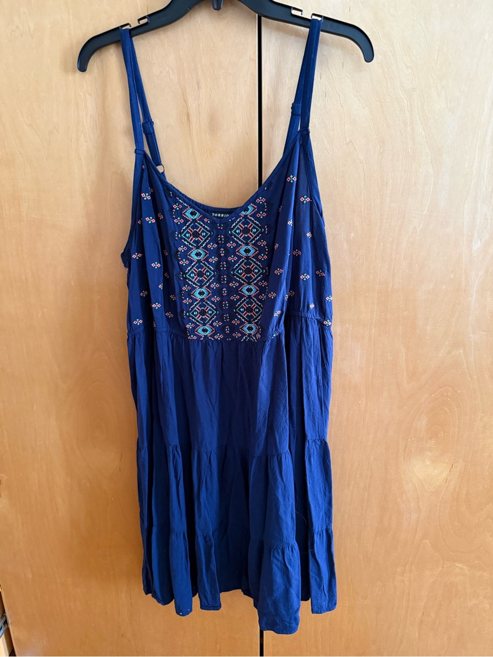 torrid Navy Blue Embroidered Tiered Mini Dress